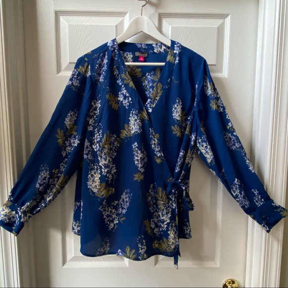 Vince Camuto ‘Weeping Willows’ Floral Wrap Tie Blouse Plus Size 1X - Picture 2 of 4